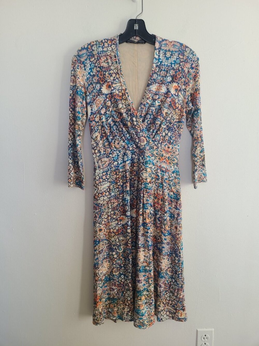 PERUVIAN CONNECTION Malta Floral Medallions Printed Jersey Dress Size XS